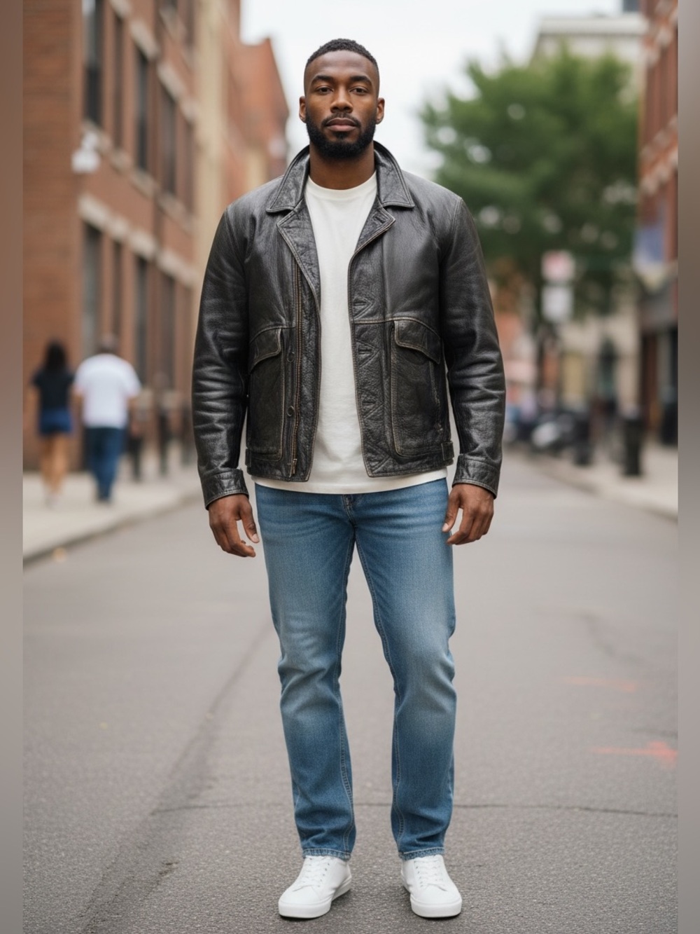 Classic worn in Black Leather Jacket - Men's Timeless Biker Style